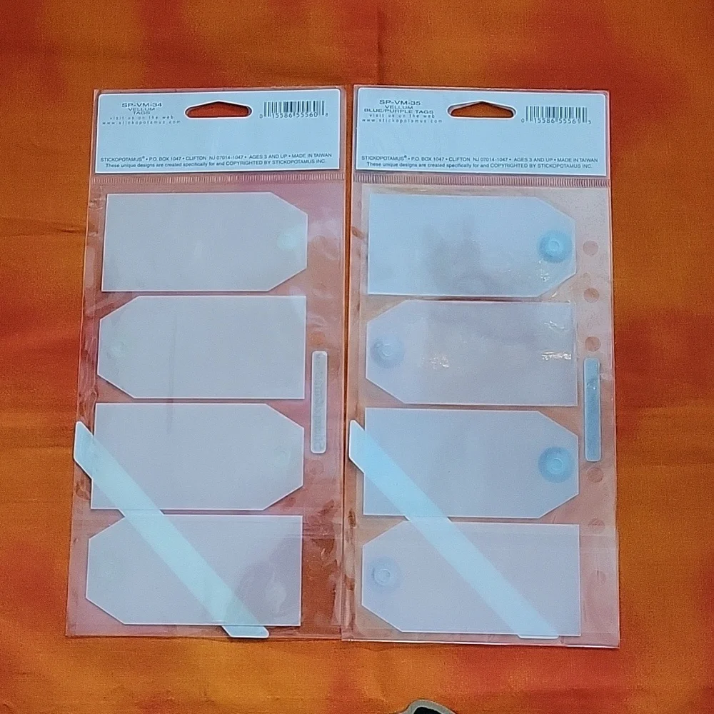Stickopotamus Stickers New Tags Vellum Set of 2 Packages